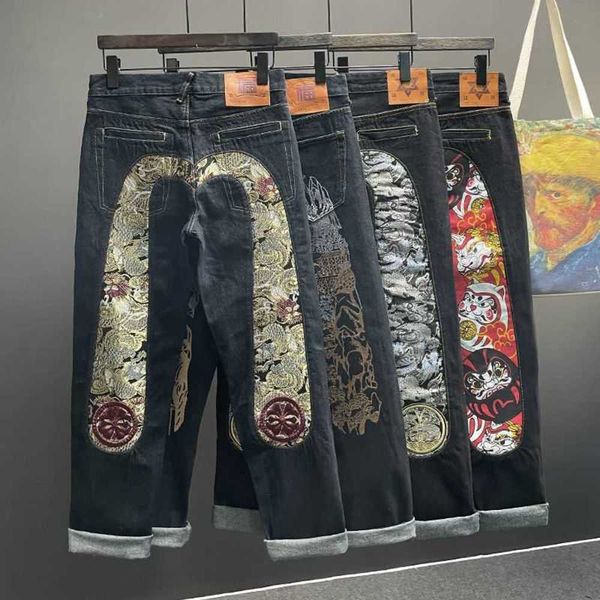 men's jeans straight pants man skeleton embroidery mopping trousers streetwear denim clothing for men baggy t230110, Blue
men's jeans straight pants man skeleton embroidery mopping trousers streetwear denim clothing for men baggy t230110, Blue