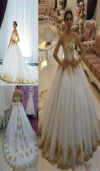 gold lace appliqued wedding dresses long sleeve beaded scoop neck bridal gowns boho sweep train wedding dress6601266, White
gold lace appliqued wedding dresses long sleeve beaded scoop neck bridal gowns boho sweep train wedding dress6601266, White