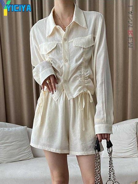 yiciya women's tracksuits lanmrem designer drawstring shirt for women lapel single breasted long sleeves high waist wide leg shorts 202, Gray
yiciya women's tracksuits lanmrem designer drawstring shirt for women lapel single breasted long sleeves high waist wide leg shorts 202, Gray