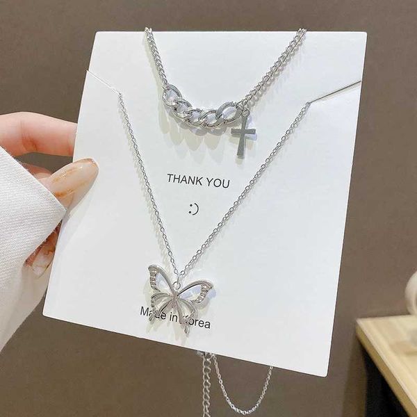pendant necklaces punk cuban double layer big butterfly pendant necklace choker chain necklace women fashion jewelry 2022 aa230526, Silver
pendant necklaces punk cuban double layer big butterfly pendant necklace choker chain necklace women fashion jewelry 2022 aa230526, Silver