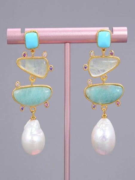 guaiguai jewelry freshwater white pearl blue turquoise green amazonite dangle stud earrings for women real gems stone lady fashion1420185, Silver
guaiguai jewelry freshwater white pearl blue turquoise green amazonite dangle stud earrings for women real gems stone lady fashion1420185, Silver