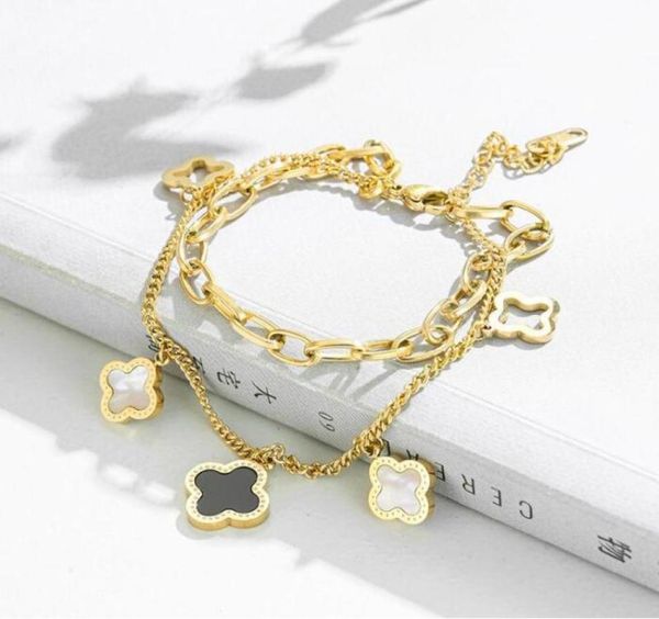 classic design multilayered clover charm bracelet lucky stainless steel four leaf jewelry2374697, Golden;silver
classic design multilayered clover charm bracelet lucky stainless steel four leaf jewelry2374697, Golden;silver