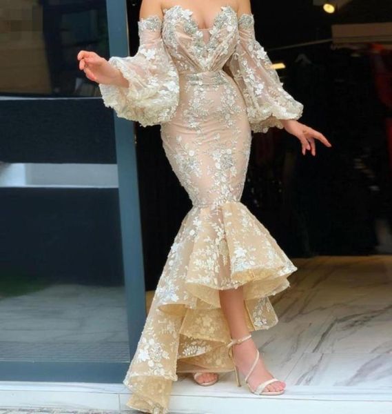 champagne couture mermaid hi low prom dresses sweetheart off the shoulder lace appliqued evening dress puffy long sleeves arabic f1814775, Black;red
champagne couture mermaid hi low prom dresses sweetheart off the shoulder lace appliqued evening dress puffy long sleeves arabic f1814775, Black;red