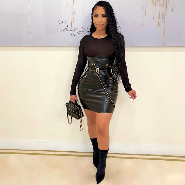 pu pleated patchwork mock neck long sleeve dress black chic slim dresses for women autumn leather bodycon club party, White;black
pu pleated patchwork mock neck long sleeve dress black chic slim dresses for women autumn leather bodycon club party, White;black