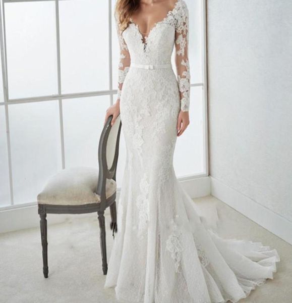 new elegant white mermaid wedding dresses lace appliques sweep train backless country bridal dresses long sleeves v neck wedding g6604622
new elegant white mermaid wedding dresses lace appliques sweep train backless country bridal dresses long sleeves v neck wedding g6604622