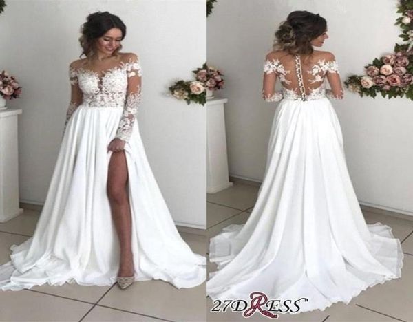 modern sheer long sleeve bohemian wedding dresses a line bridal gowns appliques jewel neck illusion back with buttons bc00123350123, White
modern sheer long sleeve bohemian wedding dresses a line bridal gowns appliques jewel neck illusion back with buttons bc00123350123, White