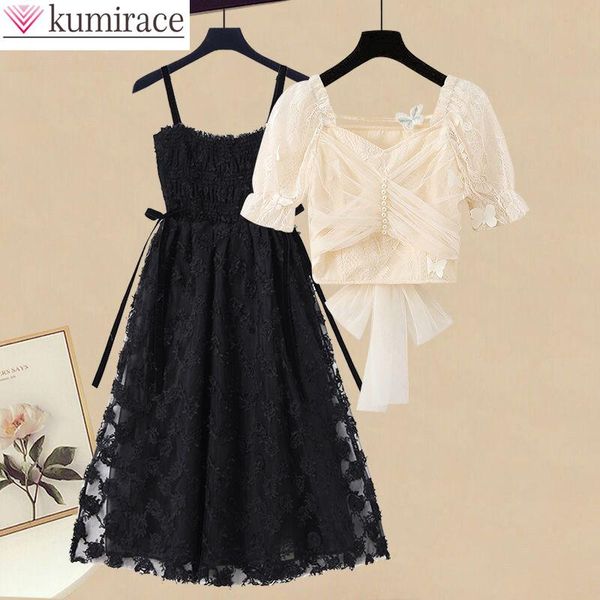 dress s4xl 2022 summer new elegant women's dress set lace chiffon shirt black suspender dress twopiece set female skirt suit, White
dress s4xl 2022 summer new elegant women's dress set lace chiffon shirt black suspender dress twopiece set female skirt suit, White