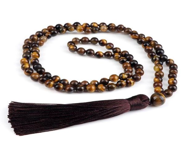pendant necklaces 6mm tiger eye stone necklace women men brown tassel 108 beads mala knotted meditation yoga charm jewelry firends1513909, Silver
pendant necklaces 6mm tiger eye stone necklace women men brown tassel 108 beads mala knotted meditation yoga charm jewelry firends1513909, Silver