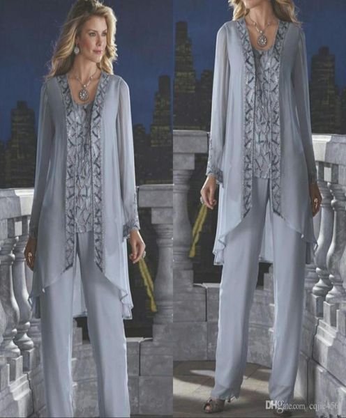 2019 new mother of the bride groom 3 piece pant suit silver chiffon beach wedding mothers dress long sleeves beads formal evening 7327698, Black;red
2019 new mother of the bride groom 3 piece pant suit silver chiffon beach wedding mothers dress long sleeves beads formal evening 7327698, Black;red
