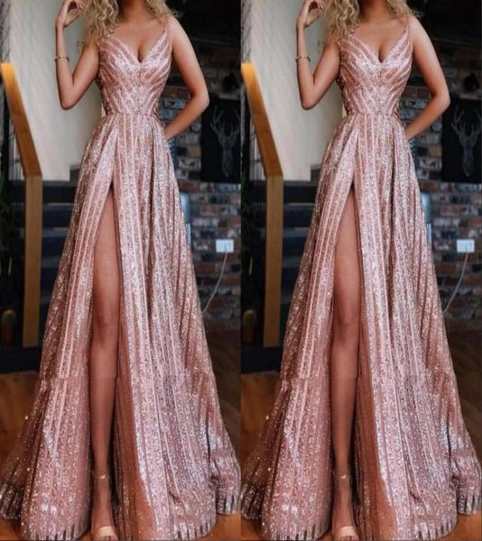 sparkly rose gold south african prom bridesmaid dresses with straps a line high split ruched evening formal pageant dress8207450, Black 
sparkly rose gold south african prom bridesmaid dresses with straps a line high split ruched evening formal pageant dress8207450, Black