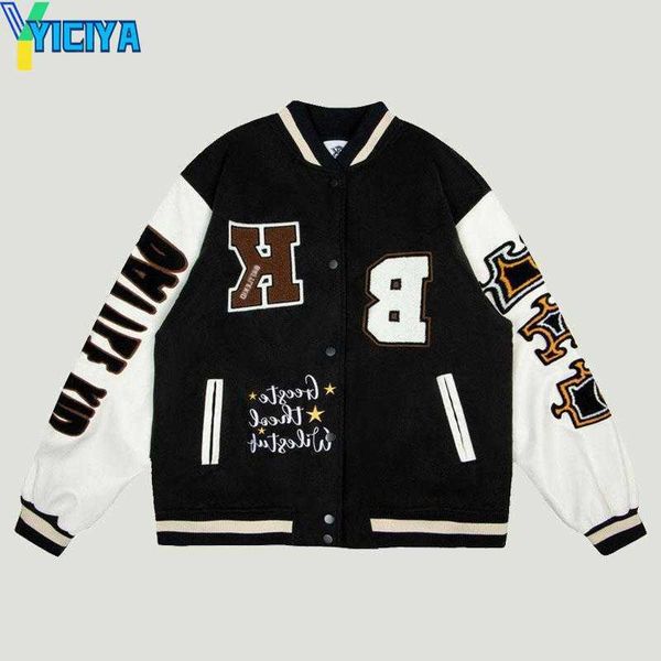 yiciya men's jackets streetwear vintage baseball jacket men letter embroidery patchwork coats hip hop harajuku casual all-match bomber, Black;brown
yiciya men's jackets streetwear vintage baseball jacket men letter embroidery patchwork coats hip hop harajuku casual all-match bomber, Black;brown