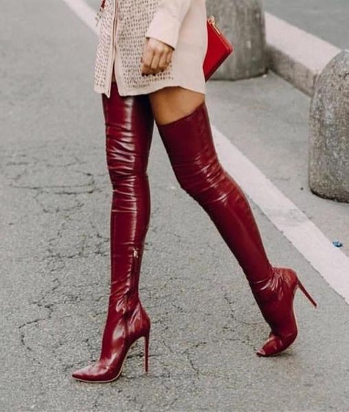 boots stylish shinny patent leather over the knee stiletto heels pointed toe tight high zipper winter long boot 12cm7846872, Black
boots stylish shinny patent leather over the knee stiletto heels pointed toe tight high zipper winter long boot 12cm7846872, Black