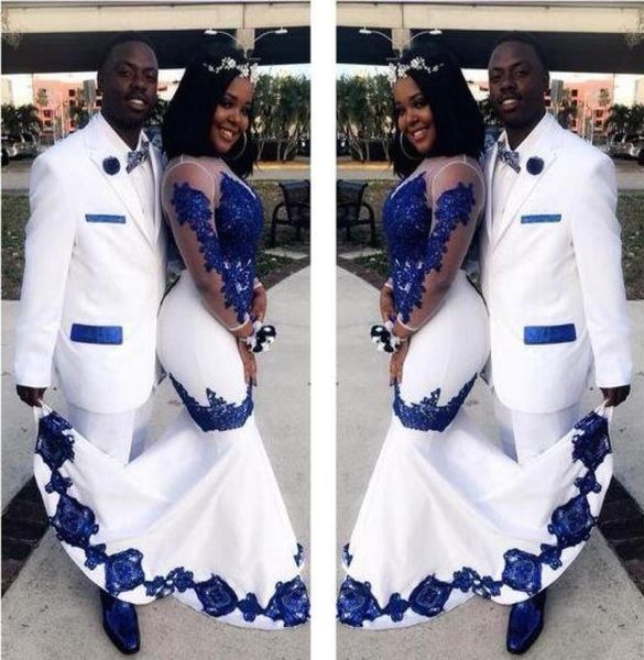 new white satin royal blue lace aso ebi african prom dresses long illusion sleeves applique evening formal gowns pageant celebrity4668062, Black
new white satin royal blue lace aso ebi african prom dresses long illusion sleeves applique evening formal gowns pageant celebrity4668062, Black