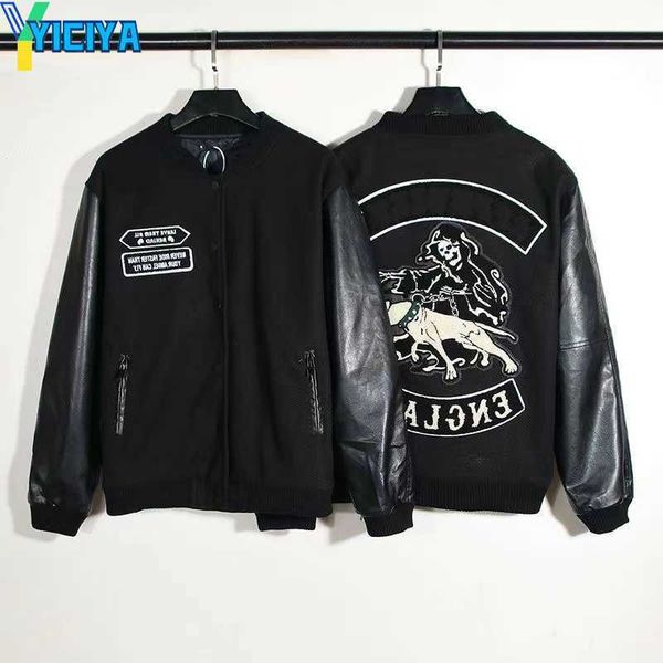 yiciya black bomber letterman sports jacket england embroidery pu sleeve baseball patchwork streetwear stand collar rocky harajuku college v, Black;brown
yiciya black bomber letterman sports jacket england embroidery pu sleeve baseball patchwork streetwear stand collar rocky harajuku college v, Black;brown