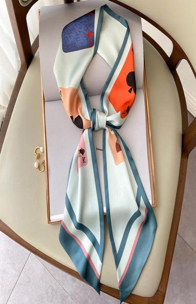 scarves brand cartoon poker print bag strap scarf narrow womens spring silk female head headwear long ribbon7825441, Blue;gray
scarves brand cartoon poker print bag strap scarf narrow womens spring silk female head headwear long ribbon7825441, Blue;gray