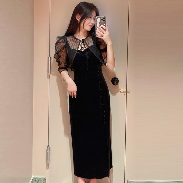 dress kuzuwata 2023 early autumn new women vestidos sets japan velvet slim split suspender dress + mesh lace up puff sleeve 2pcs, White
dress kuzuwata 2023 early autumn new women vestidos sets japan velvet slim split suspender dress + mesh lace up puff sleeve 2pcs, White