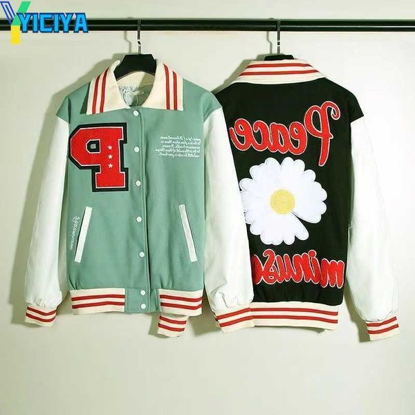 yiciya bomber designer jackets for men stitched sports baseball collar leather sleeve streetwear hip hop varsity letterman peace coats embr, Black;brown
yiciya bomber designer jackets for men stitched sports baseball collar leather sleeve streetwear hip hop varsity letterman peace coats embr, Black;brown