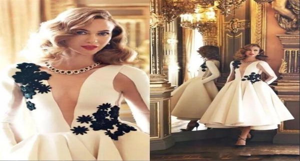 sheer long sleeves black lace appliques formal tea length vintage deep v neck satin prom gown party short evening gown5775722
sheer long sleeves black lace appliques formal tea length vintage deep v neck satin prom gown party short evening gown5775722