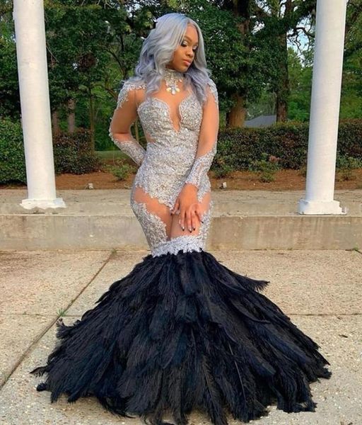 see through mermaid prom dresses with black feathers african lace long sleeves graduation gowns formal party dress8548405
see through mermaid prom dresses with black feathers african lace long sleeves graduation gowns formal party dress8548405