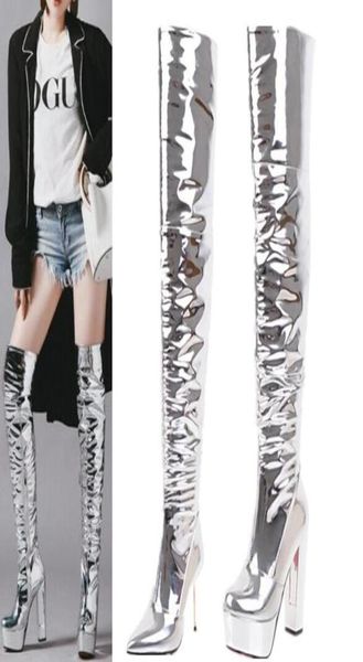 new patent leather sliver pleated over the knee platform boots stage performance walk show night club thigh boots woman5004243, Black
new patent leather sliver pleated over the knee platform boots stage performance walk show night club thigh boots woman5004243, Black
