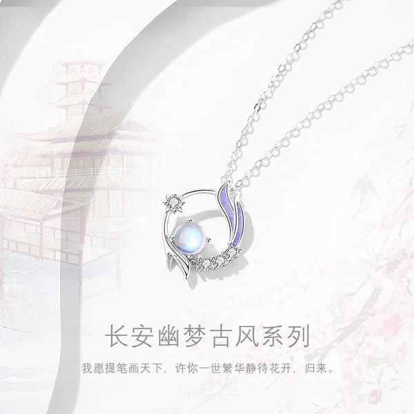design chang'an youmeng necklace women's tanabata valentine's day glass minority simple temperament, Silver
design chang'an youmeng necklace women's tanabata valentine's day glass minority simple temperament, Silver