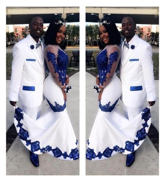 new white satin royal blue lace aso ebi african prom dresses long illusion sleeves applique evening formal gowns pageant celebrity8208103, Black
new white satin royal blue lace aso ebi african prom dresses long illusion sleeves applique evening formal gowns pageant celebrity8208103, Black