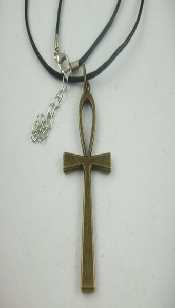 10pcs wax cord antique bronze plated egyptian ankh cross charm necklace pagan wicca8259203, Silver
10pcs wax cord antique bronze plated egyptian ankh cross charm necklace pagan wicca8259203, Silver