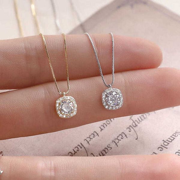 small square necklace for women's collarbone chain light and niche design minimalist zirconia jewelry necklace, Silver
small square necklace for women's collarbone chain light and niche design minimalist zirconia jewelry necklace, Silver