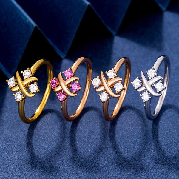 designer tiffay's new cross ring women's 4 diamond zircon fashion x-shaped 925 silver light luxury and simple design
designer tiffay's new cross ring women's 4 diamond zircon fashion x-shaped 925 silver light luxury and simple design