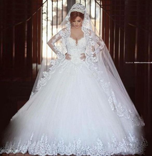 luxury white tulle ball gown wedding dresses with illusion long sleeves off shoulder lace appliques train bridal gowns vestidos de1504959
luxury white tulle ball gown wedding dresses with illusion long sleeves off shoulder lace appliques train bridal gowns vestidos de1504959