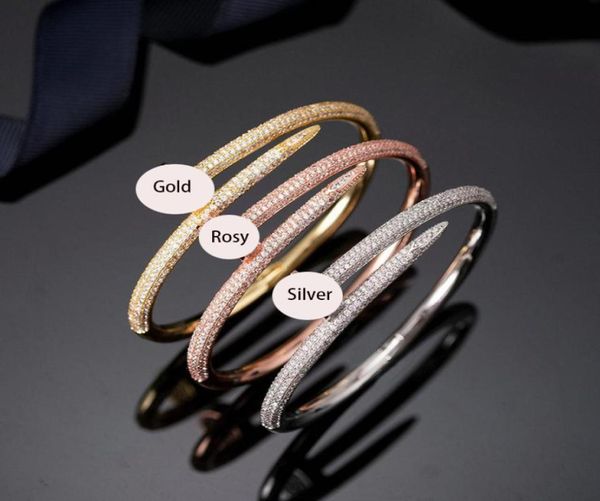 women wedding nail bangle bracelets stainless steel iced out bangles bracelet full diamond jewelry for gift no box3079802, Black
women wedding nail bangle bracelets stainless steel iced out bangles bracelet full diamond jewelry for gift no box3079802, Black
