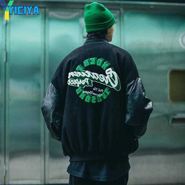 yiciya men's jackets in hip hop baseball jacket men furry letter leather sleeve college style streetwear harajuku bomber coat unisex, Black;brown
yiciya men's jackets in hip hop baseball jacket men furry letter leather sleeve college style streetwear harajuku bomber coat unisex, Black;brown