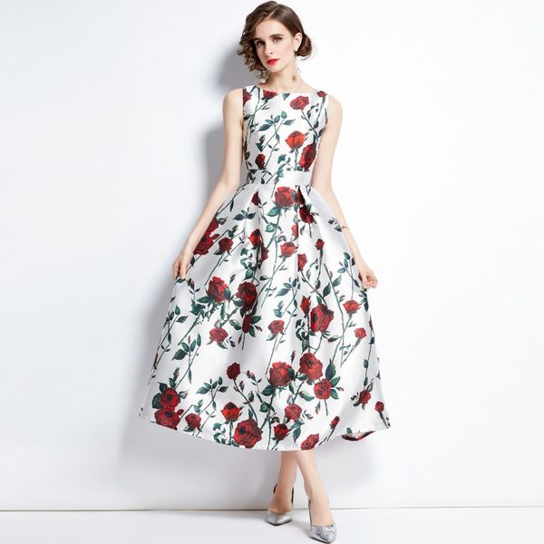 2023 summer new item european station fashion women's big skirt sleeveless temperament high waist print dress, Black;gray
2023 summer new item european station fashion women's big skirt sleeveless temperament high waist print dress, Black;gray