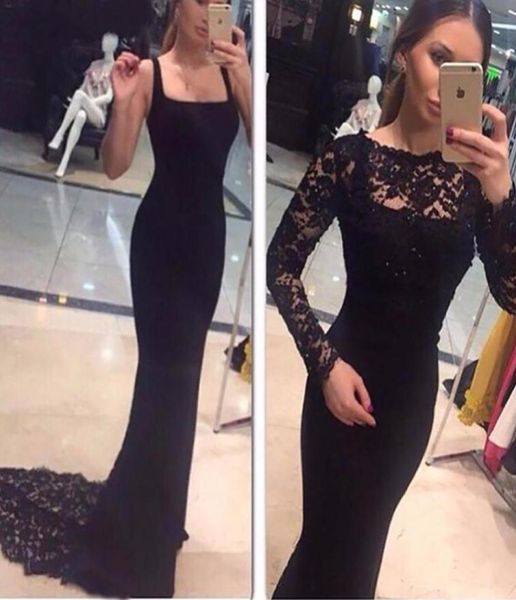 black two pieces long evening dresses mermaid scoop neck lace appliques beaded long sleeve black prom gown1002075, Black;red
black two pieces long evening dresses mermaid scoop neck lace appliques beaded long sleeve black prom gown1002075, Black;red