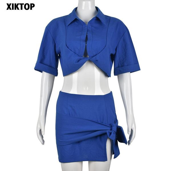dress xikspring cotton knit women 2 sets half sleeve turn down neck +crop bow tie side split short skirt ladies suits, White
dress xikspring cotton knit women 2 sets half sleeve turn down neck +crop bow tie side split short skirt ladies suits, White