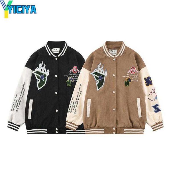 yiciya men's jackets 2022 casual leather sleeve patchwork varsity coats men baseball bomber jacket hip hop embroidery letter streetwear, Black;brown
yiciya men's jackets 2022 casual leather sleeve patchwork varsity coats men baseball bomber jacket hip hop embroidery letter streetwear, Black;brown