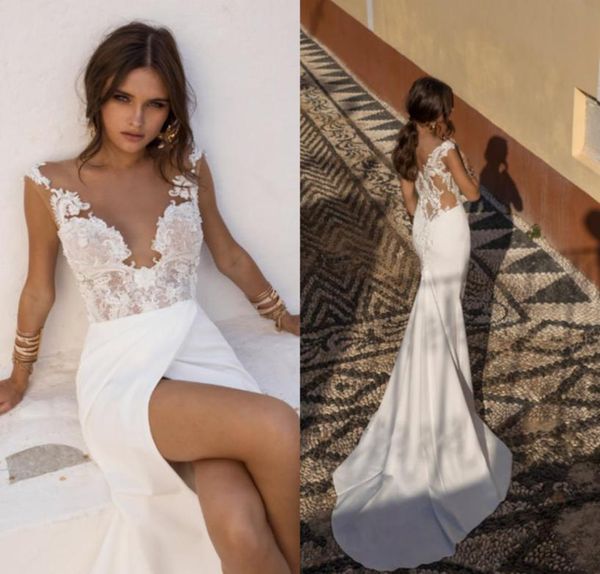 lian rokman 2019 wedding dresses with appliques illusion v neck mermaid bridal wedding gowns thigh slit beach satin wedding d8932837, White
lian rokman 2019 wedding dresses with appliques illusion v neck mermaid bridal wedding gowns thigh slit beach satin wedding d8932837, White