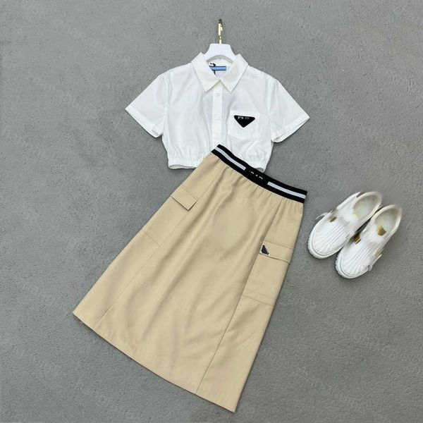 23ss shirt suit womens designer clothing skirt set new lapel short short sleeve shirt letter webbing patchwork double pocket skirt sets wome, White
23ss shirt suit womens designer clothing skirt set new lapel short short sleeve shirt letter webbing patchwork double pocket skirt sets wome, White