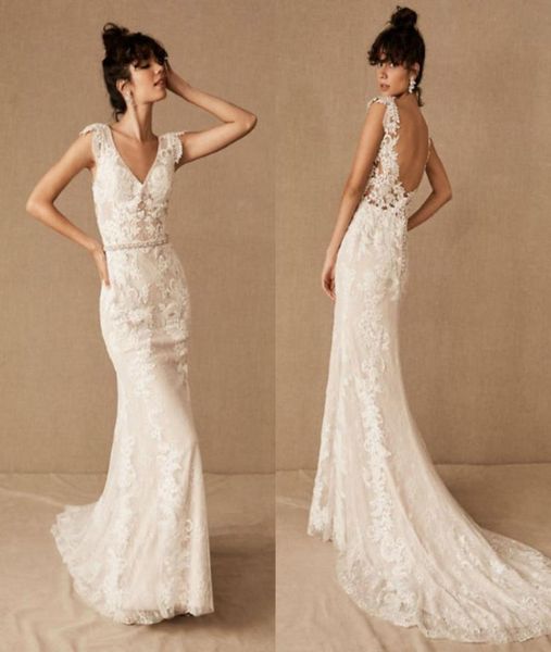 2020 bhldn mermaid wedding dresses deep v neck backless lace appliqued country wedding dress custom made belt beach bridal go8354564, White
2020 bhldn mermaid wedding dresses deep v neck backless lace appliqued country wedding dress custom made belt beach bridal go8354564, White