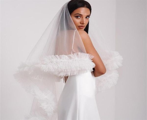 fingertip length short wedding veil two layers tulle ruffles vestido de noiva longo custom made elegant bridal veil with comb4679807, Black
fingertip length short wedding veil two layers tulle ruffles vestido de noiva longo custom made elegant bridal veil with comb4679807, Black