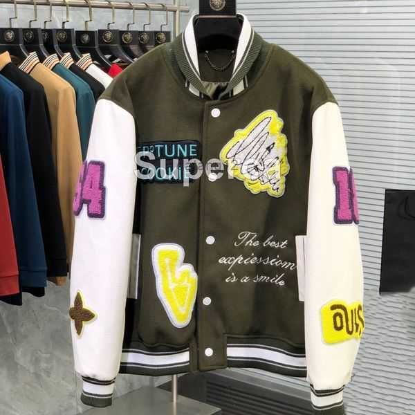 22fw flocking leather sleeves baseball jackets coat uniform luxury jacket single breasted warm couples women men varsity coats men's de, Black;brown
22fw flocking leather sleeves baseball jackets coat uniform luxury jacket single breasted warm couples women men varsity coats men's de, Black;brown