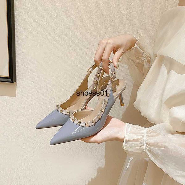 ladies heels pointed french slotted with valentinoity rivets high heel sandals versatile summer, Black
ladies heels pointed french slotted with valentinoity rivets high heel sandals versatile summer, Black