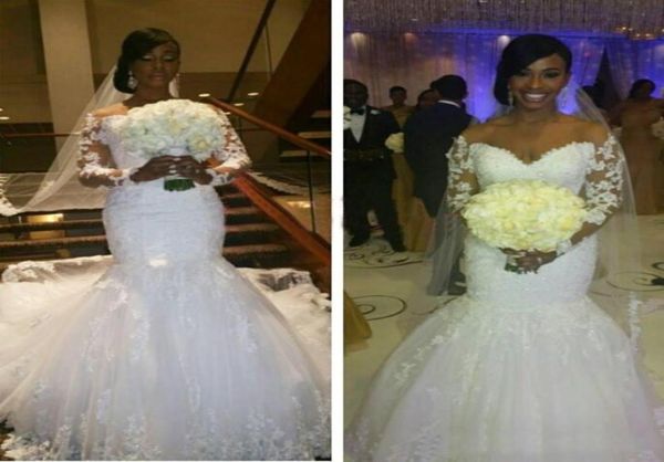 long sleeves full lace mermaid plus size wedding dresses off the shoulder afric bridal dresses 2016 spring wedding gowns2007881, White
long sleeves full lace mermaid plus size wedding dresses off the shoulder afric bridal dresses 2016 spring wedding gowns2007881, White