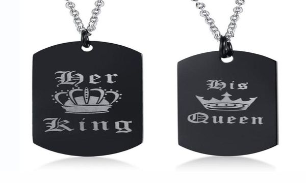 engraving her king his queen his and hers black dog tag set in stainless steel couples necklace set211l9310901, Silver
engraving her king his queen his and hers black dog tag set in stainless steel couples necklace set211l9310901, Silver