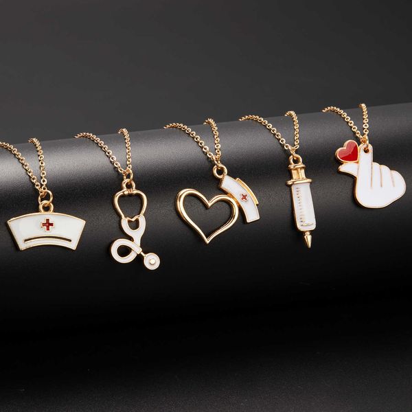 pendant necklaces fashion heart nurse cap doctor necklaces medical equipment stethoscope syringe pendant hospital style jewelry graduation g, Silver
pendant necklaces fashion heart nurse cap doctor necklaces medical equipment stethoscope syringe pendant hospital style jewelry graduation g, Silver
