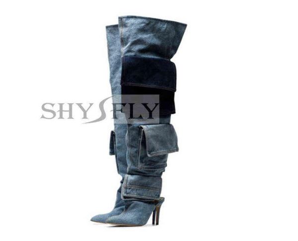 2021 fashion knee high boots pointed toes demin pocket slip on thin heel women shoes modern runway banquet long footwear plus 45 h6045472, Black
2021 fashion knee high boots pointed toes demin pocket slip on thin heel women shoes modern runway banquet long footwear plus 45 h6045472, Black