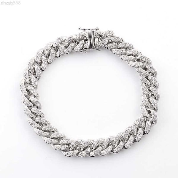 14k white/yellow gold 10mm width def melee moissanite diamond cuban link bracelet 190mm, Silver
14k white/yellow gold 10mm width def melee moissanite diamond cuban link bracelet 190mm, Silver