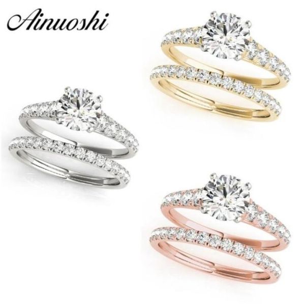 ainuoshi 925 sterling silver women rings white gold yellow gold rose gold color round cut 1ct ring set engagement silver jewelry y9036550, Slivery;golden
ainuoshi 925 sterling silver women rings white gold yellow gold rose gold color round cut 1ct ring set engagement silver jewelry y9036550, Slivery;golden
