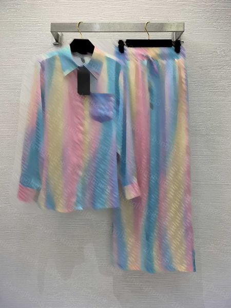 23ss womens designer clothing women set shirt set rainbow color double ff jacquard embroidered pocket long sleeve shirt elastic waist pant s, White
23ss womens designer clothing women set shirt set rainbow color double ff jacquard embroidered pocket long sleeve shirt elastic waist pant s, White