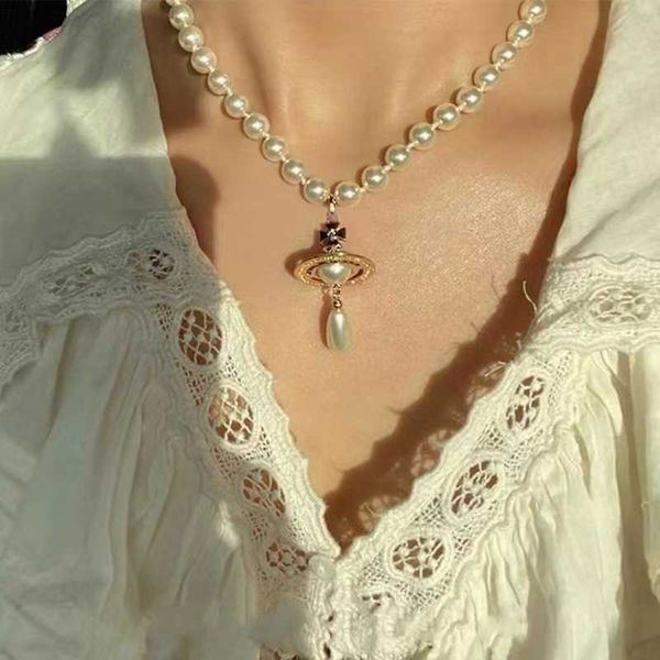 the queen mother of the west high edition pearl necklace saturn ufo luxury elegant punk godmother fan weiwei anke, Silver
the queen mother of the west high edition pearl necklace saturn ufo luxury elegant punk godmother fan weiwei anke, Silver